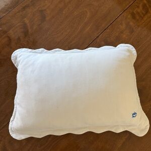 Southern Tide Cream Scalloped Edge Pillow with Blue Logo